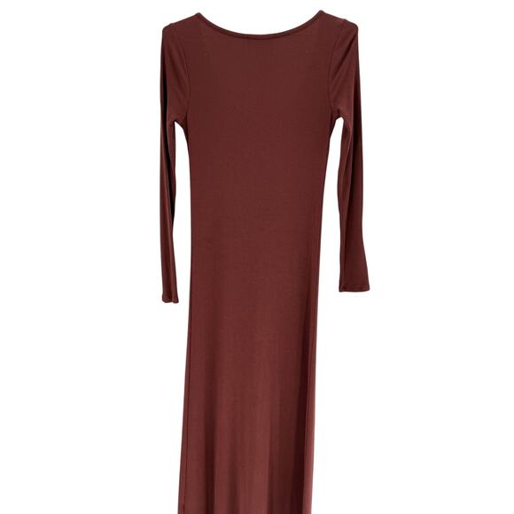 Hatch The Longsleeve Brown Rayon Rib Dress Size 2 - Picture 3 of 4